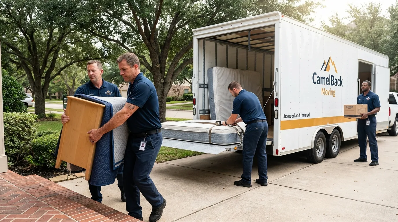 Crew loading residential truck for cross-state move from Blairsville, GA