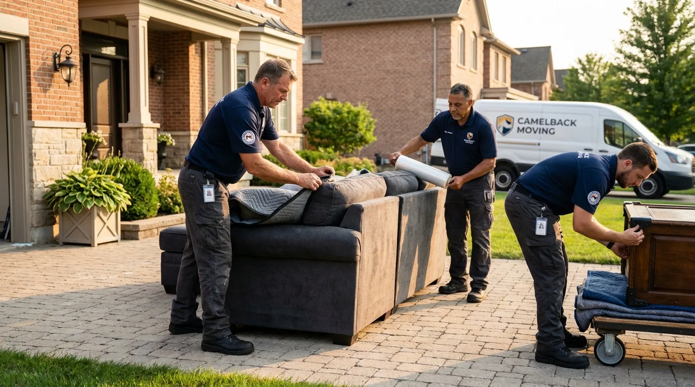 Large estate moving crew wrapping furniture in Blairsville, GA
