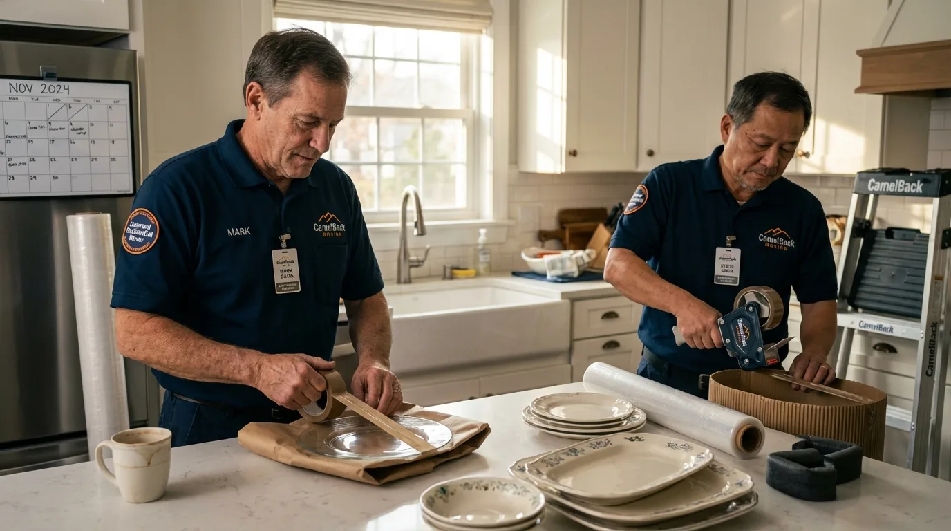 Professional crew packing kitchen dishware in Blairsville, GA